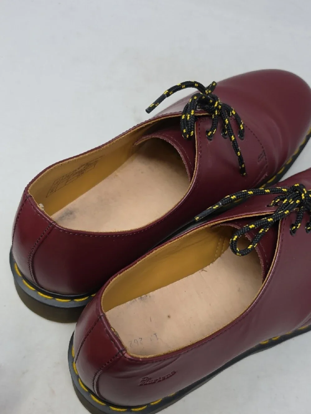 Dr. Martens Burgundy Leather Oxford with Yellow Stitching Size 13